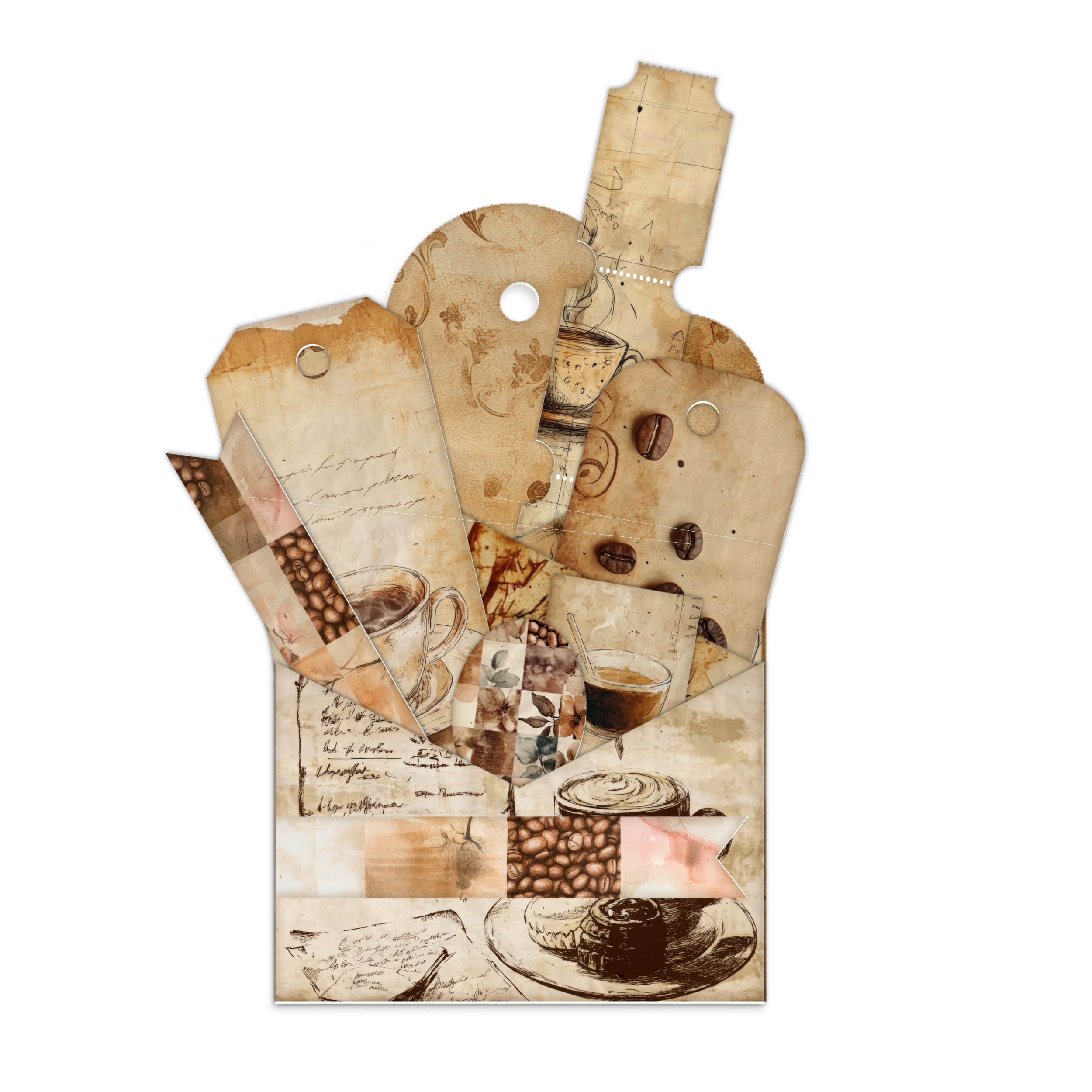 Coffee Moments Loaded Tag Kit | Printable Junk Journal Ephemera